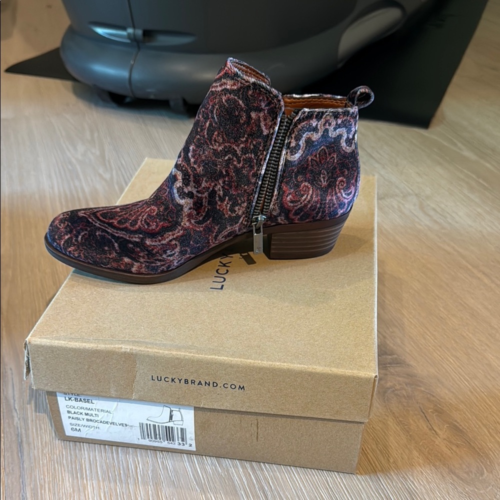 Lucky Brand Purple and Brown Ankle Booties with Western Style
